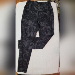 Lole Black Grey Marble Print High Rise Compression Leggings Yoga Pants Small